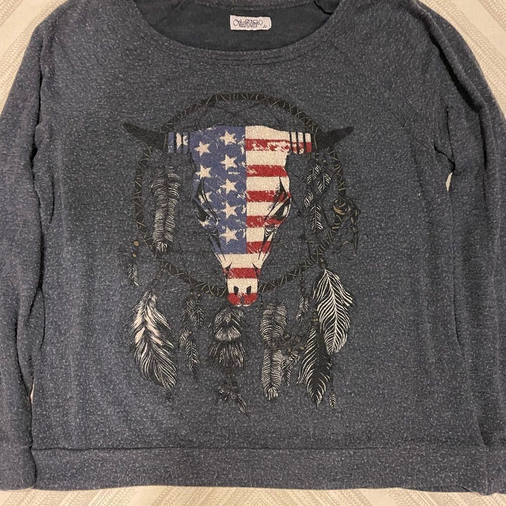 Lauren Moshi Women’s Flag Bull Grey Sweatshirt